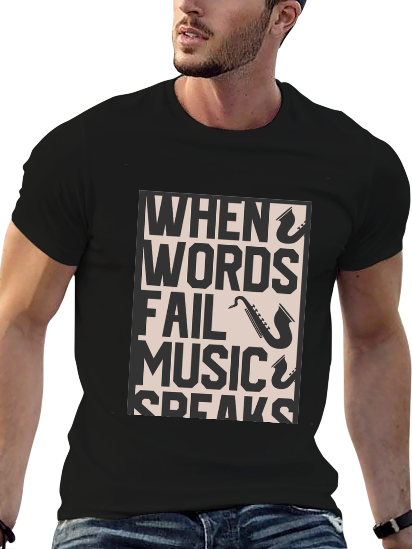 Music Speaks Graphic Tee - Black T-Shirt