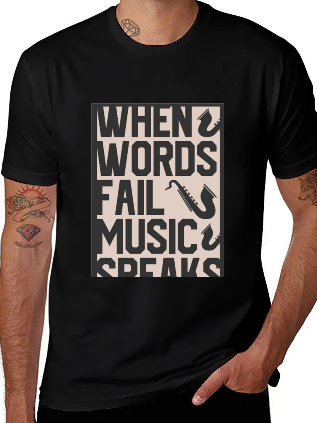 Music Speaks Graphic Tee - Black T-Shirt