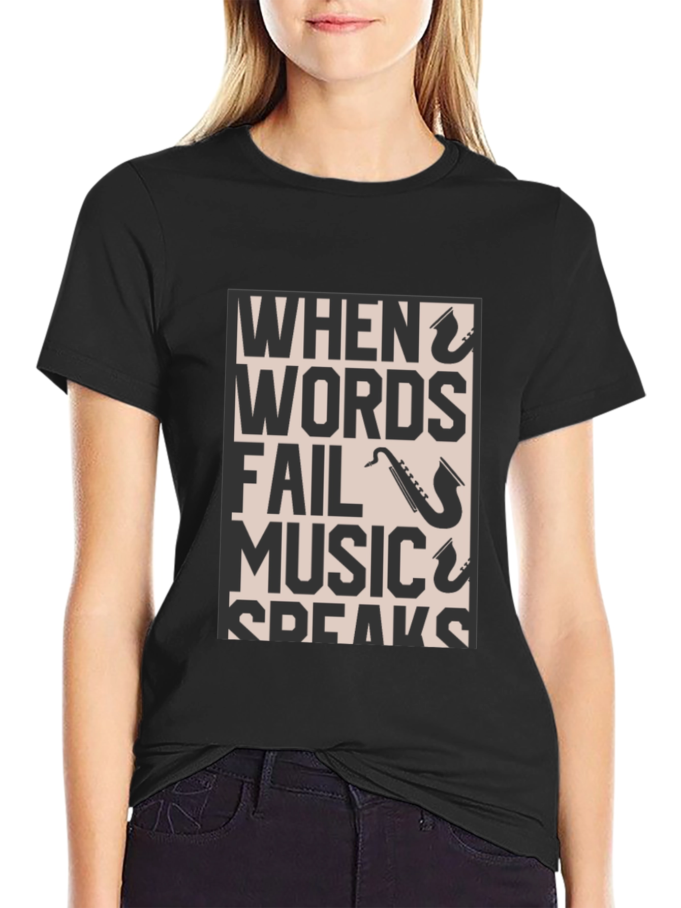 Music Speaks Graphic Tee - Black T-Shirt