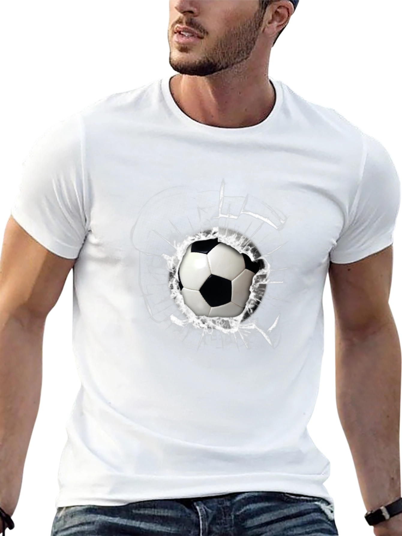 Soccer Ball Shattered Glass Mens T-Shirt