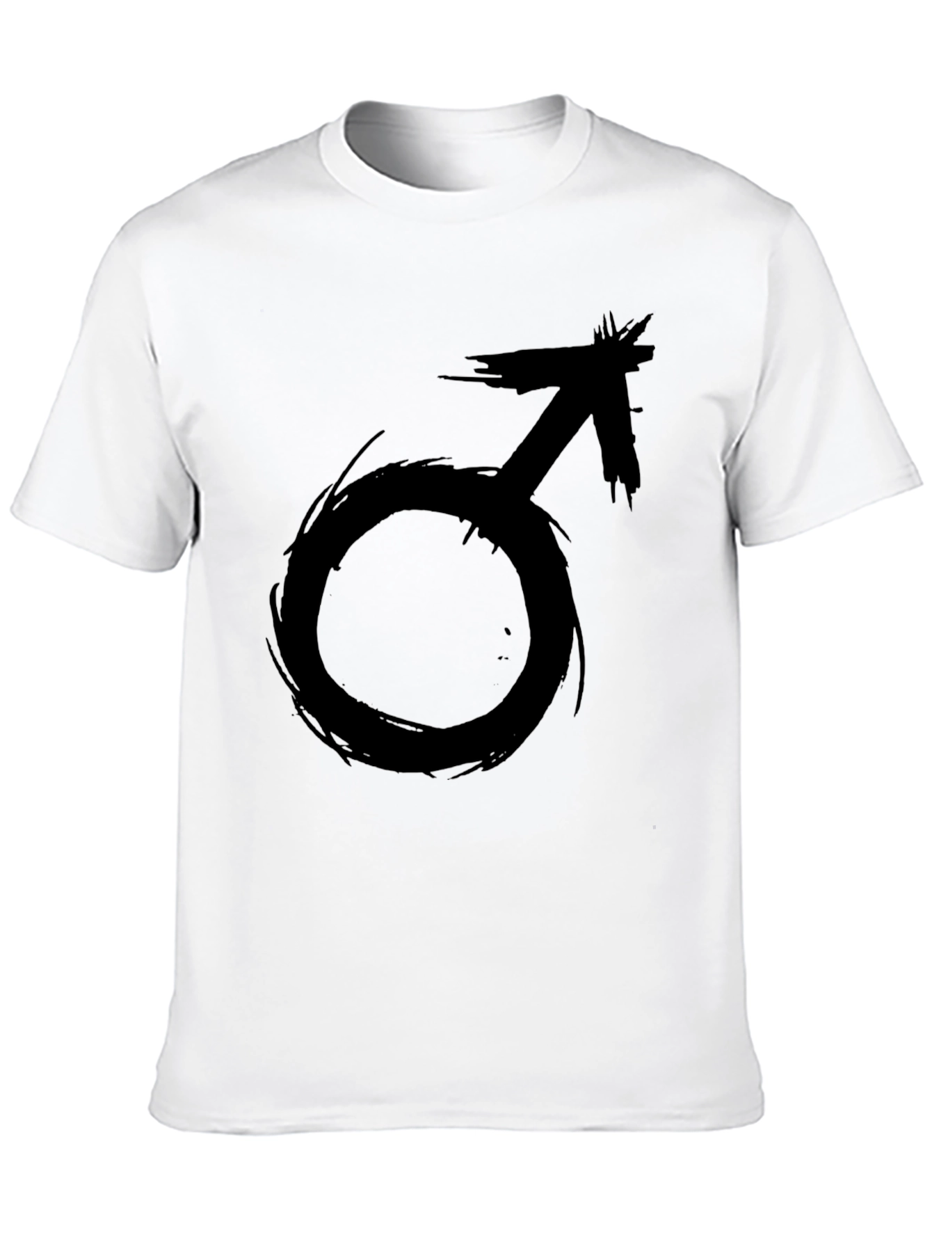 Edgy Black T-Shirt with Grunge Male Symbol