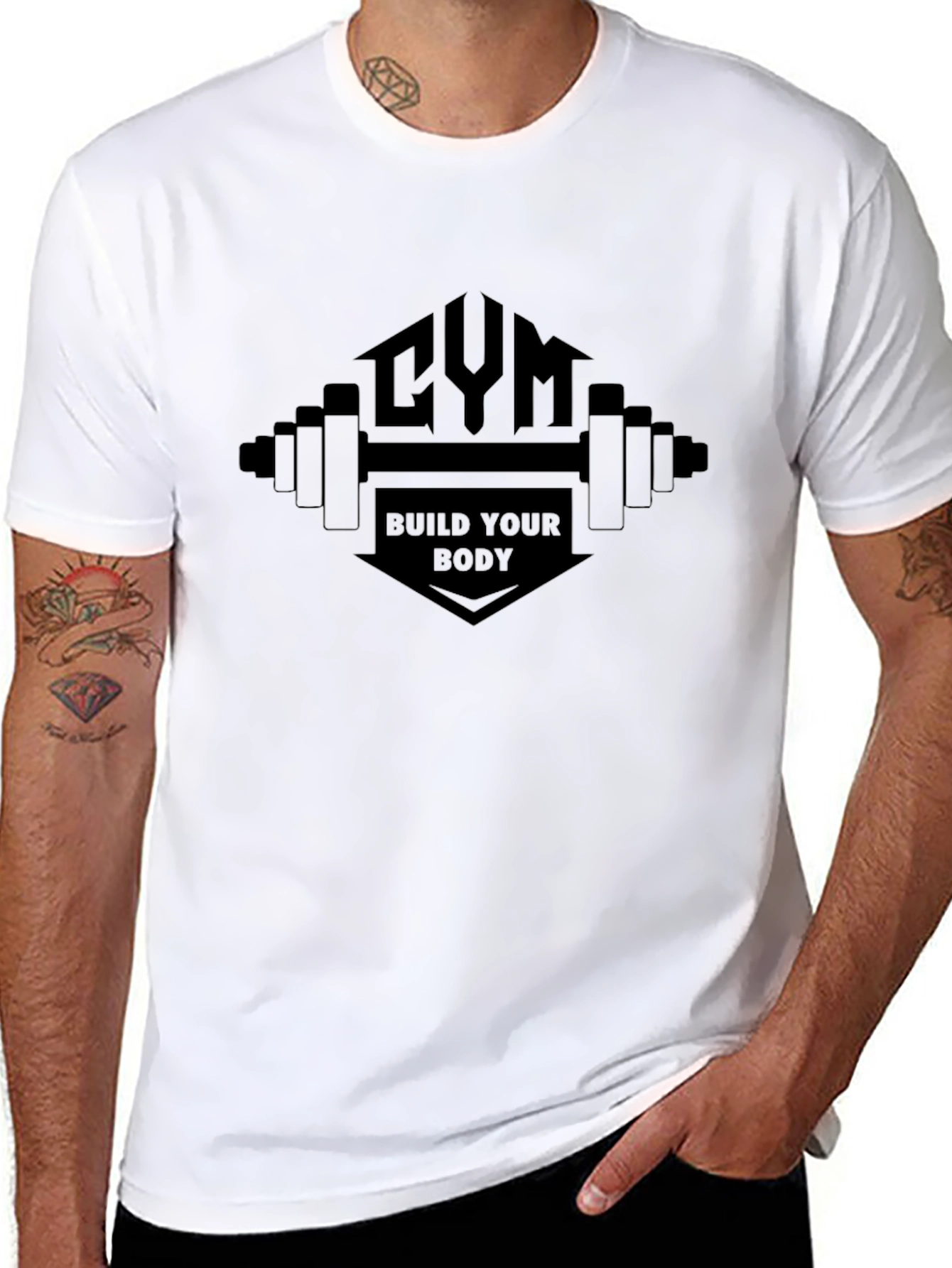Gym & Build Your Body Mens Black T-Shirt