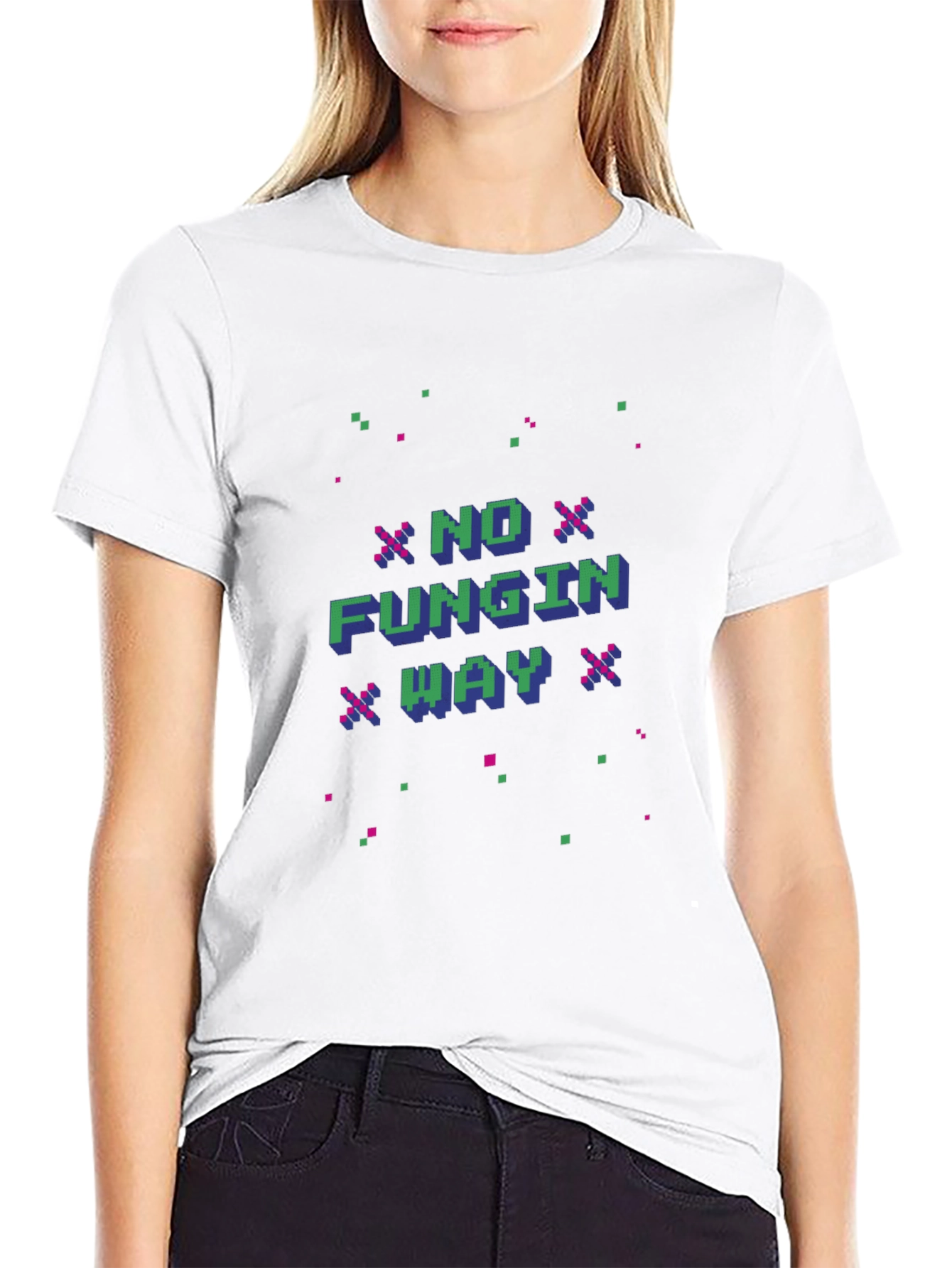 No Fungin Way Pixel Art Black T-Shirt