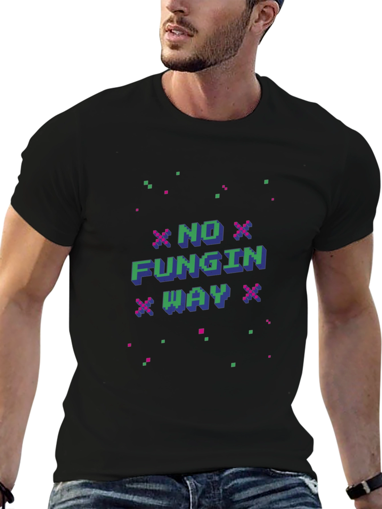 No Fungin Way Pixel Art Black T-Shirt