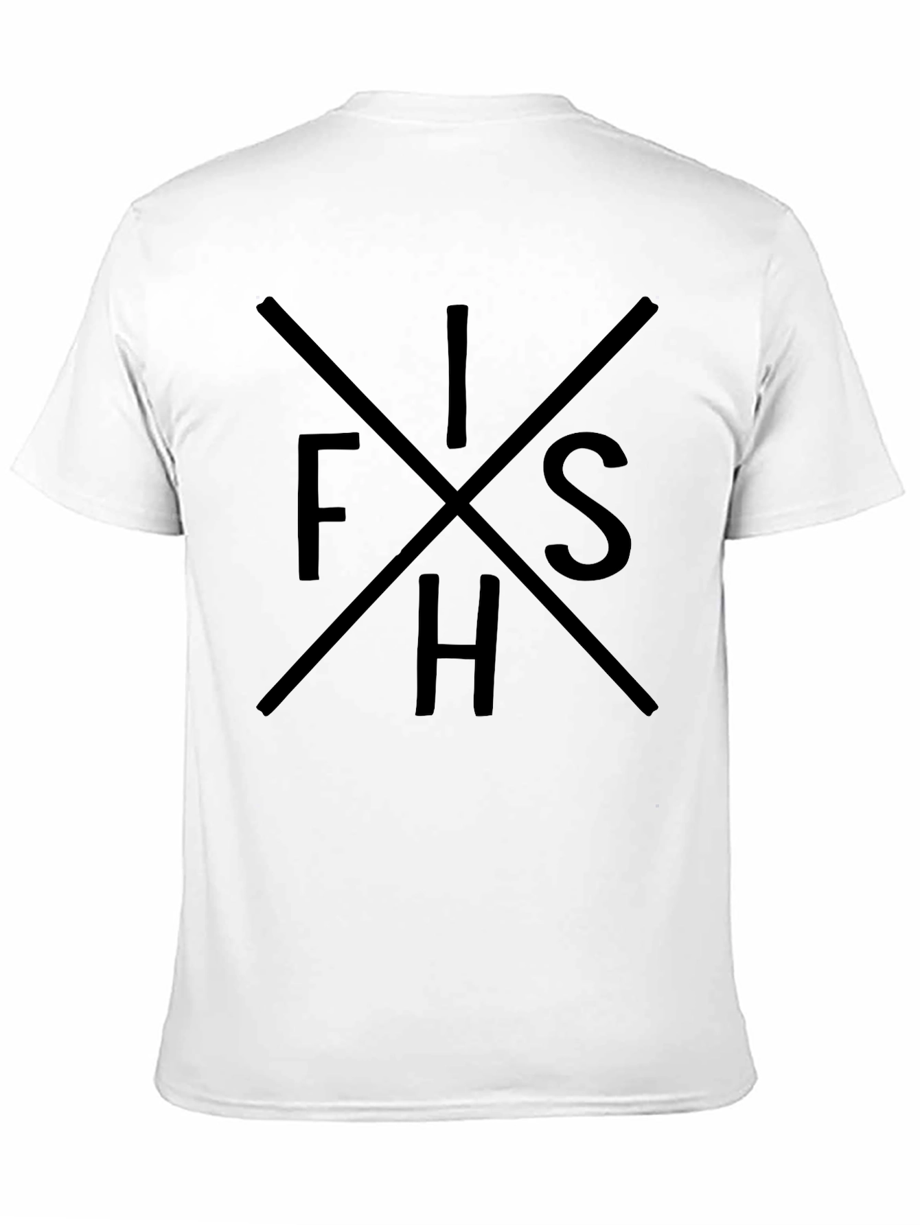FISH Graphic Tee - Black Crew Neck Cotton T-Shirt