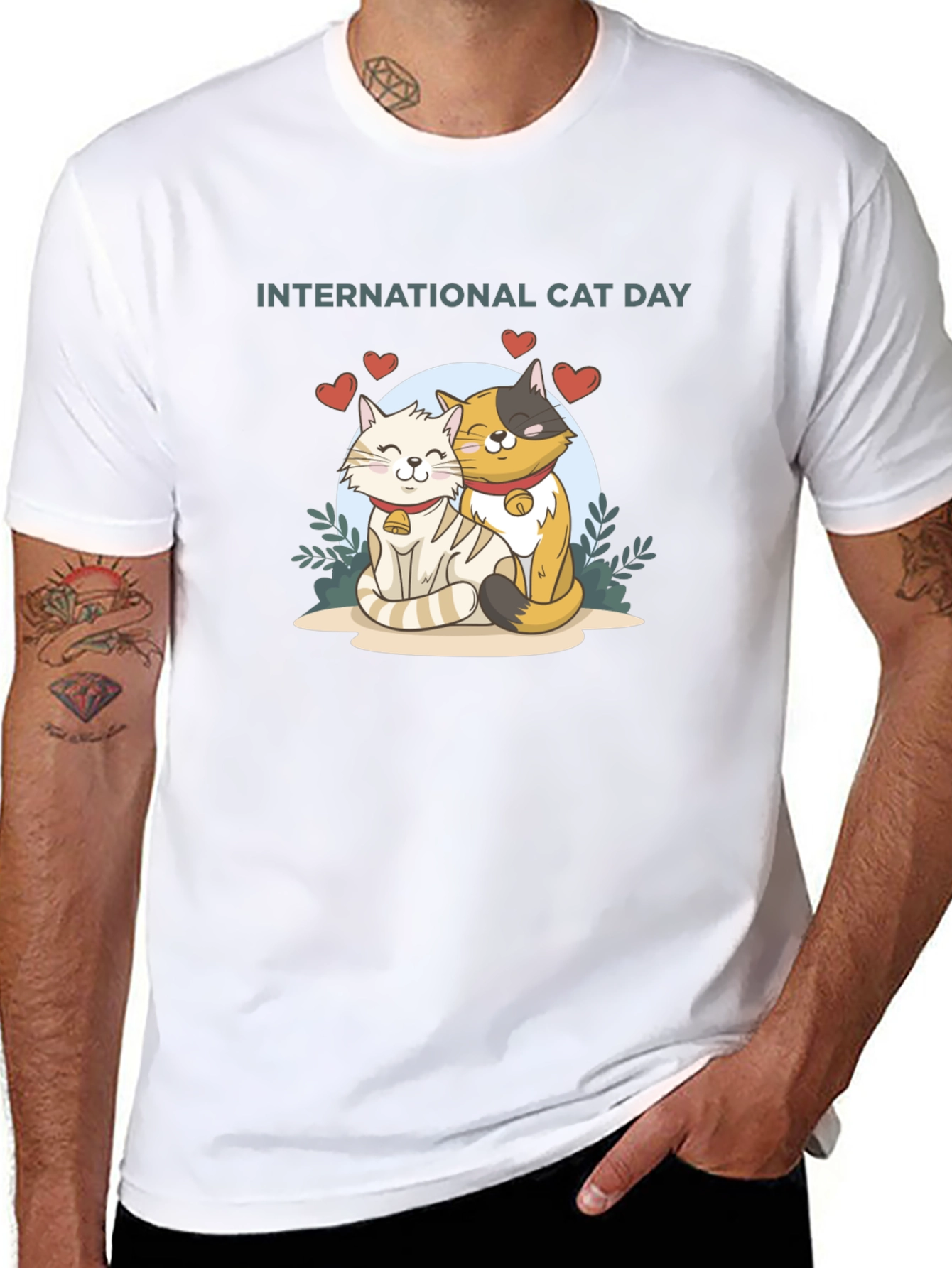 International Cat Day Black T-Shirt