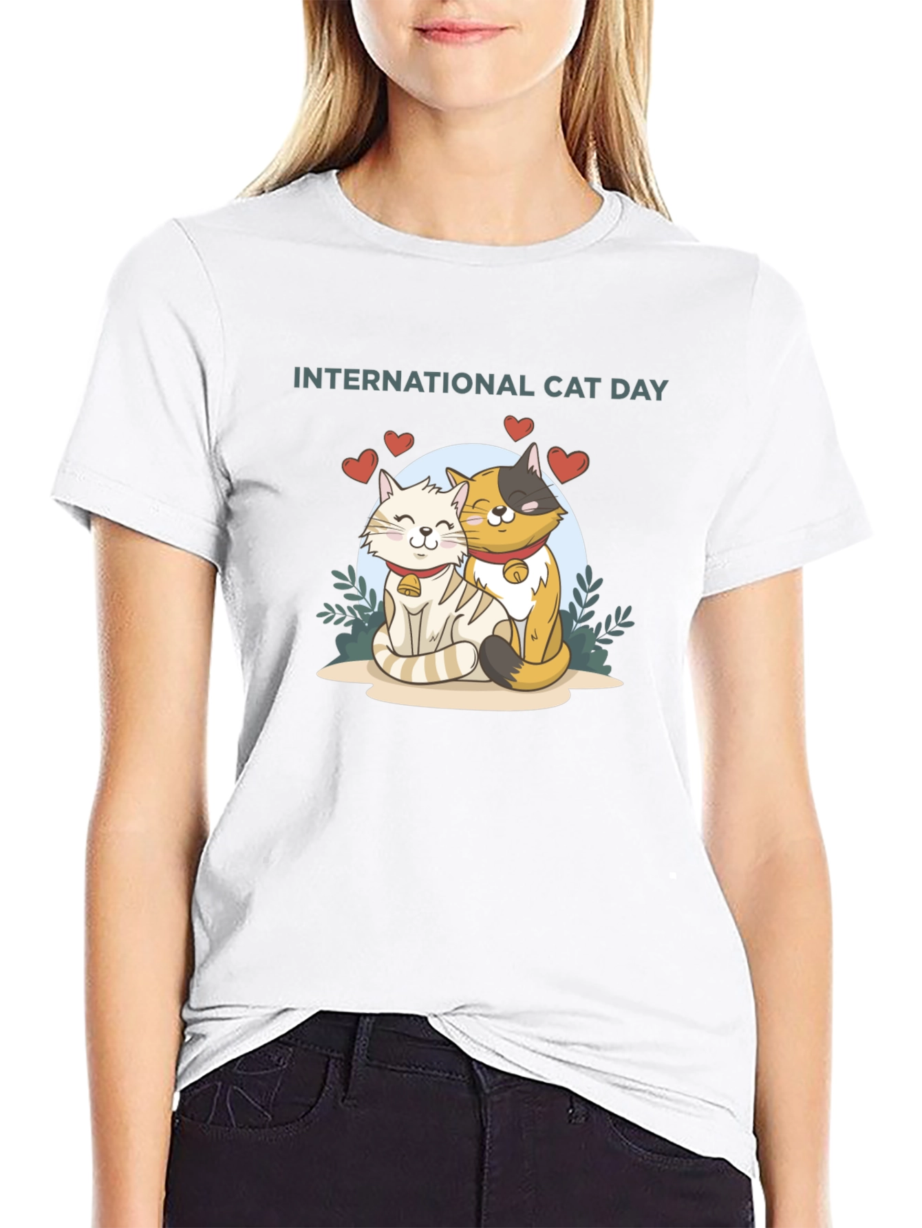 International Cat Day Black T-Shirt