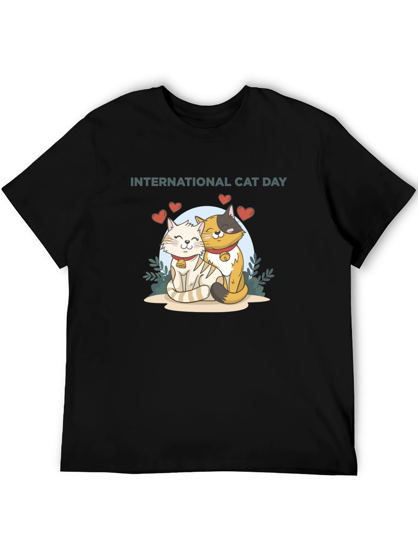 International Cat Day Black T-Shirt