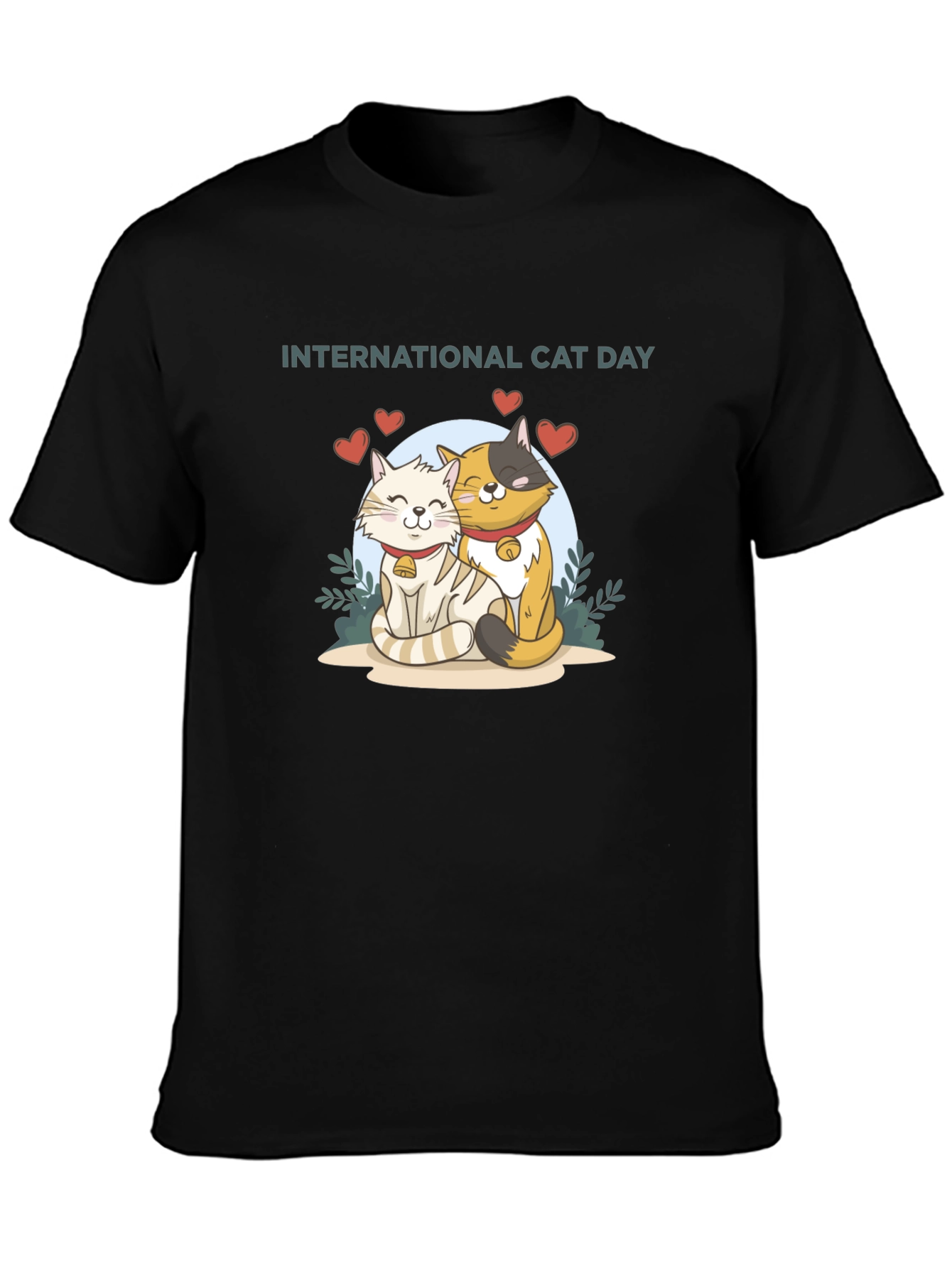 International Cat Day Black T-Shirt