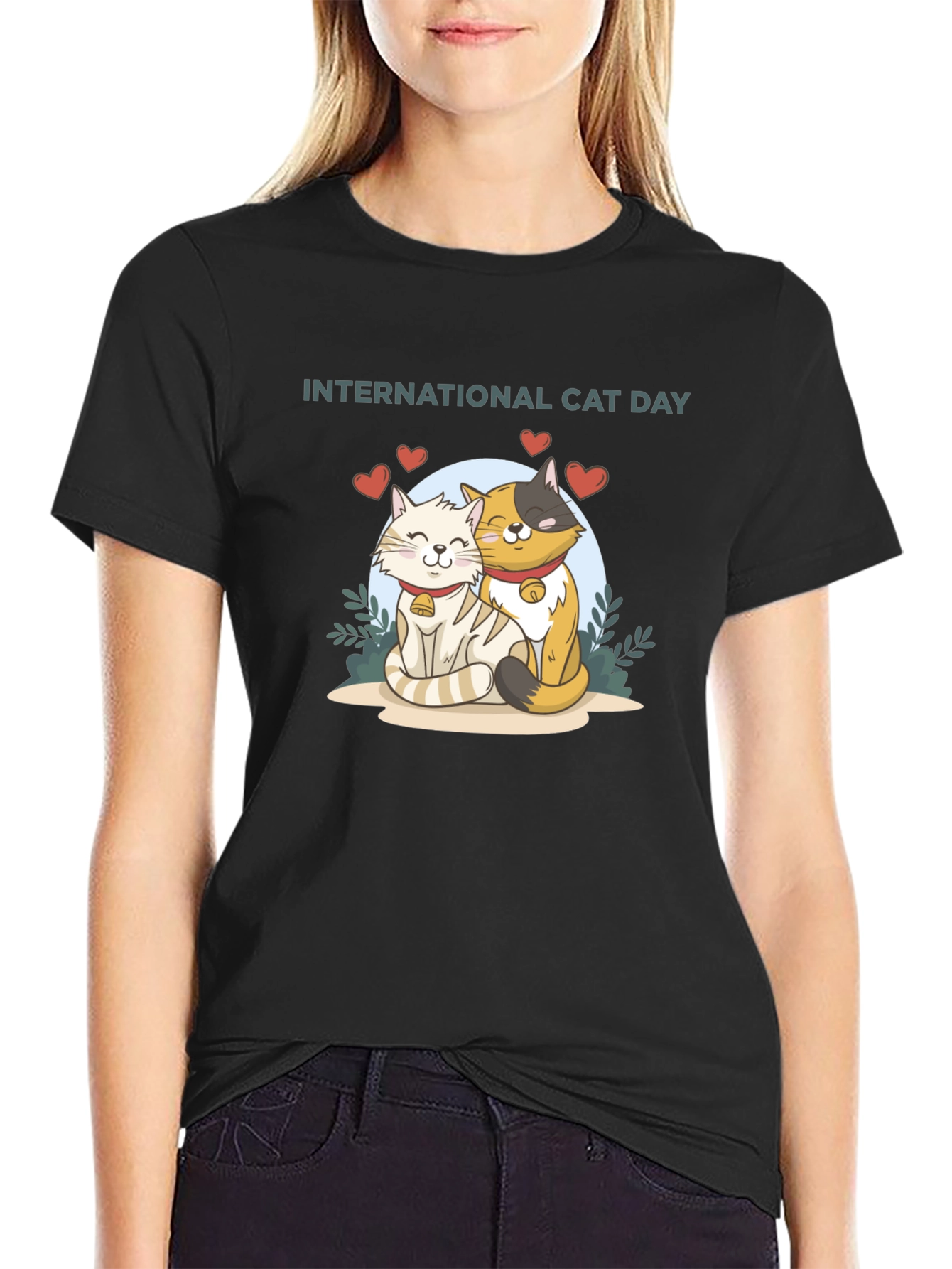 International Cat Day Black T-Shirt