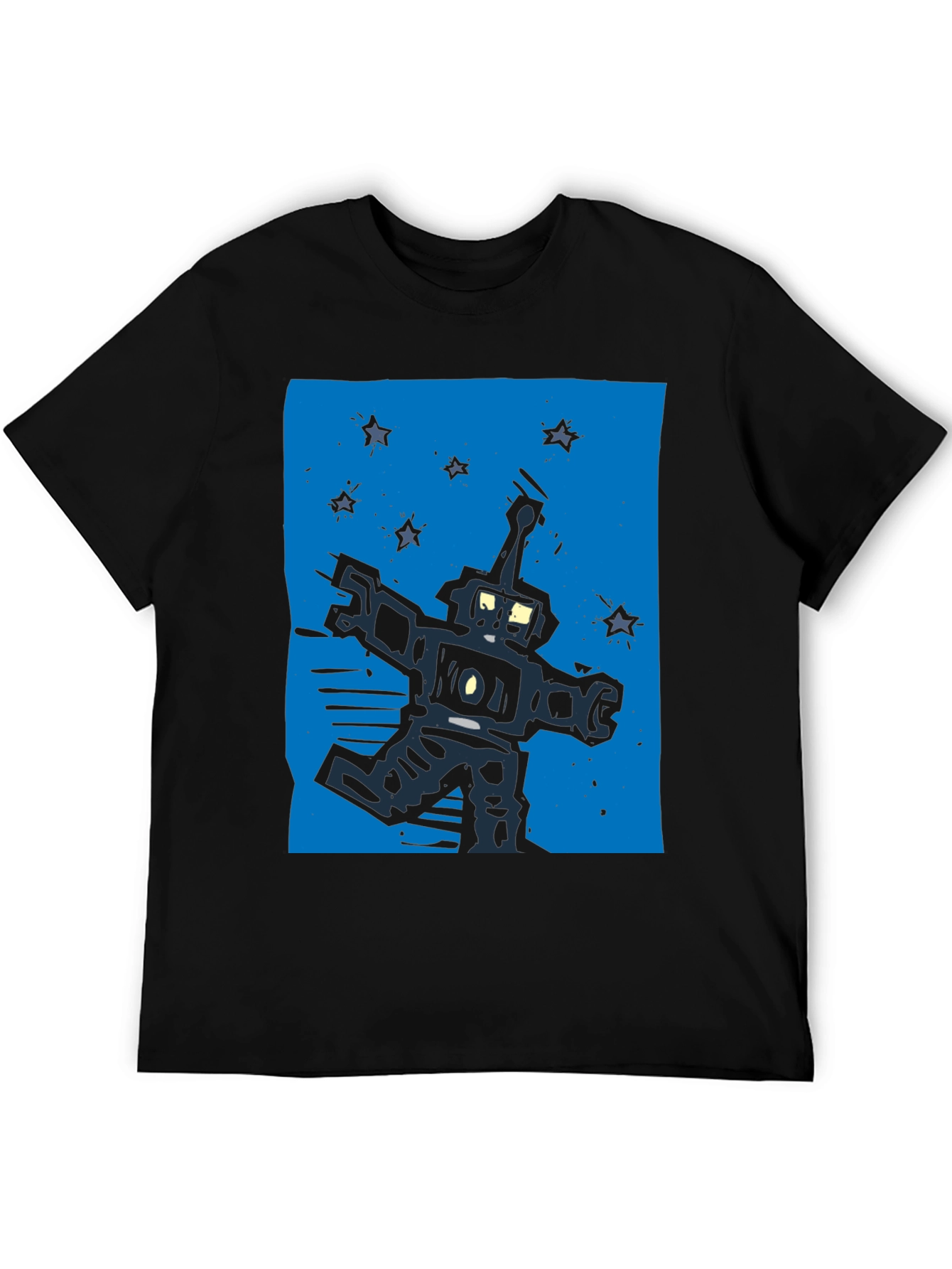 Retro Robot Graphic Black T-Shirt