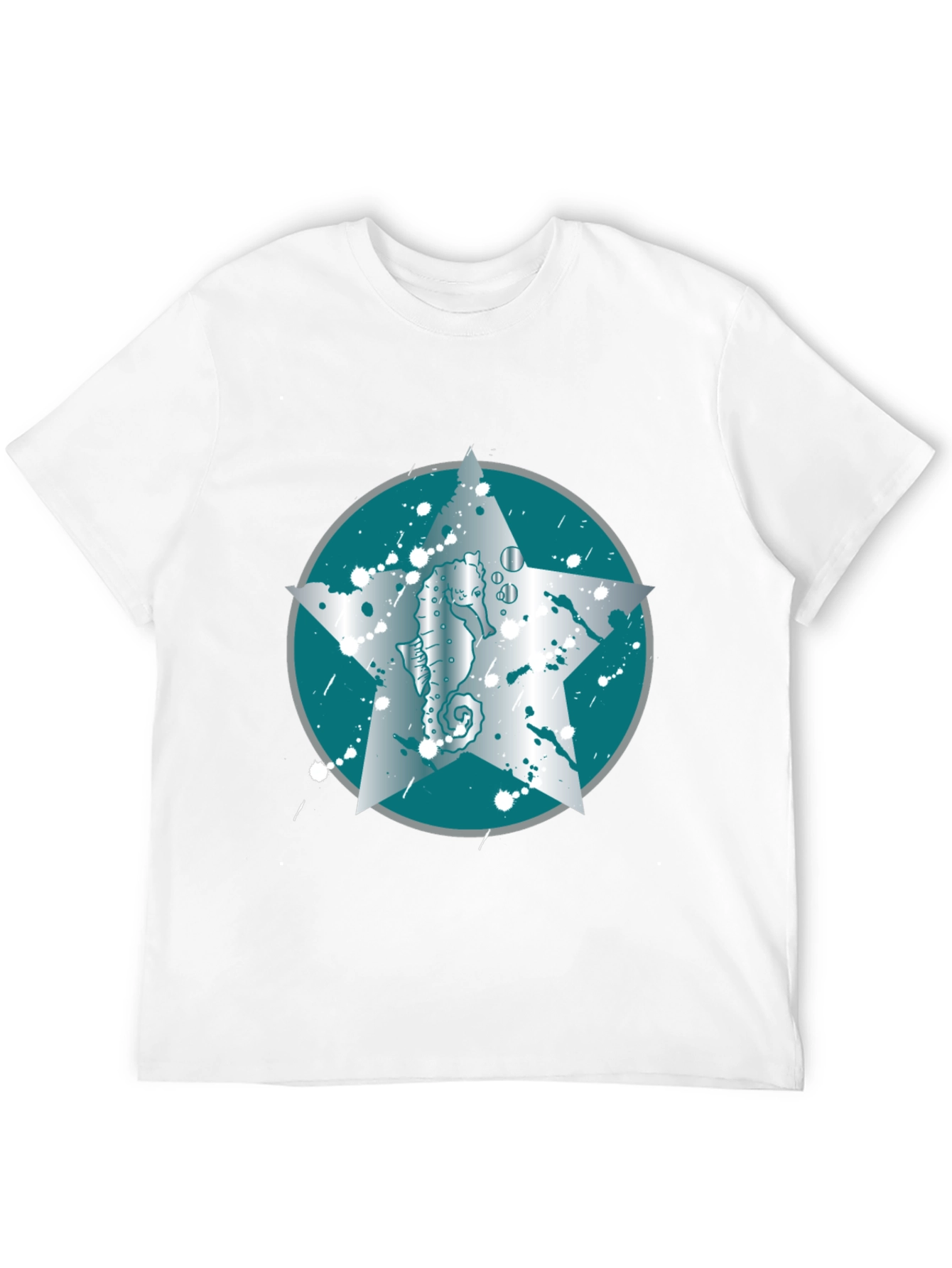 Seahorse Star Graphic Tee - Black