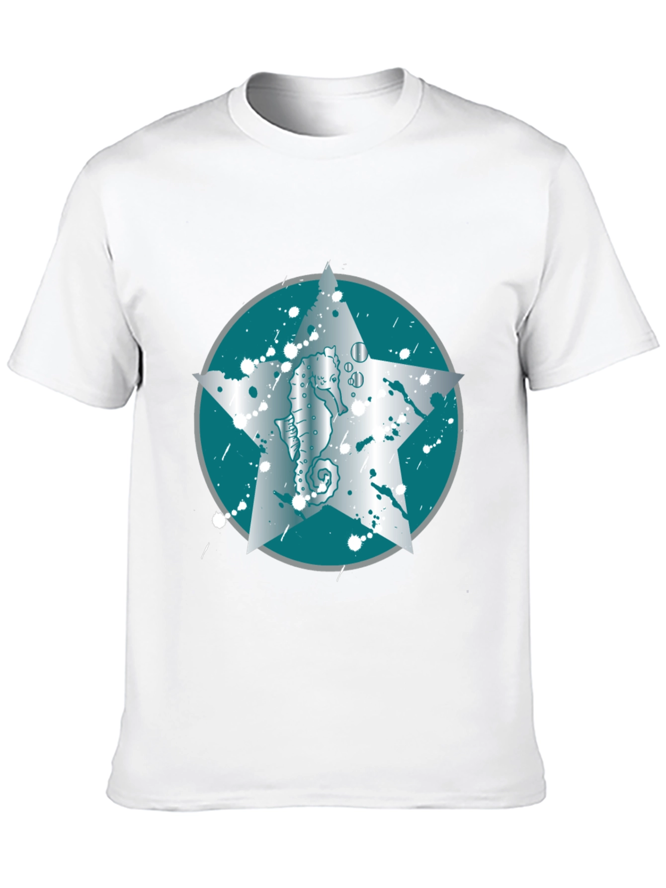 Seahorse Star Graphic Tee - Black