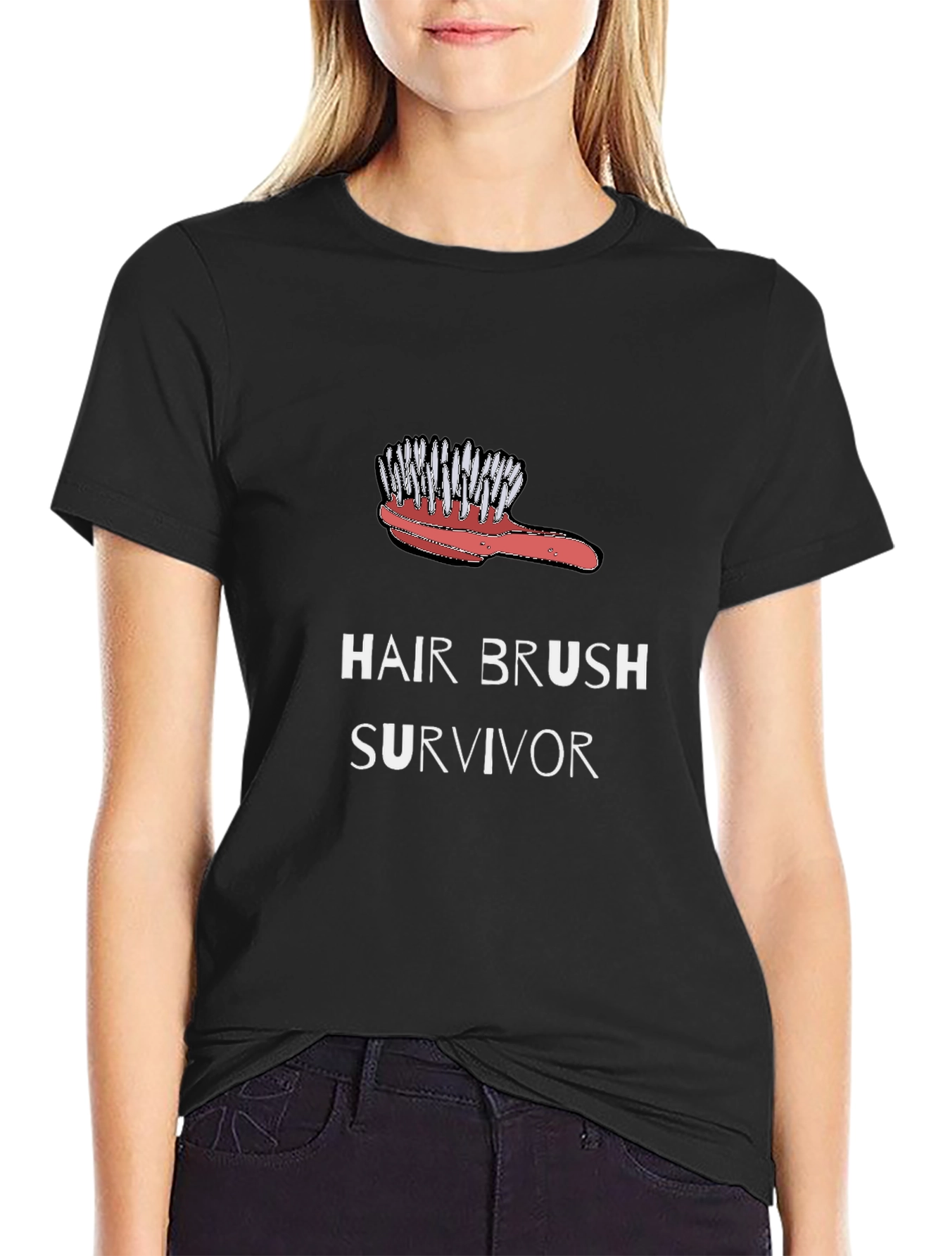 Hair Brush Survivor Graphic Tee - Black T-Shirt