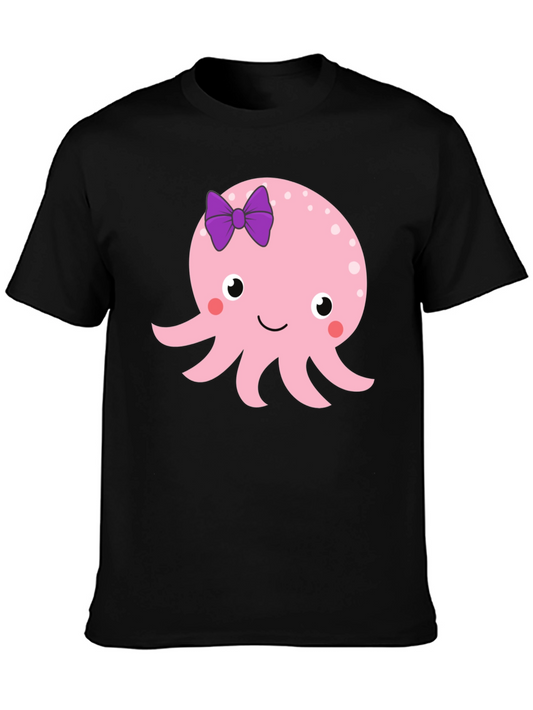 Cute Octopus Graphic Tee - Black T-Shirt