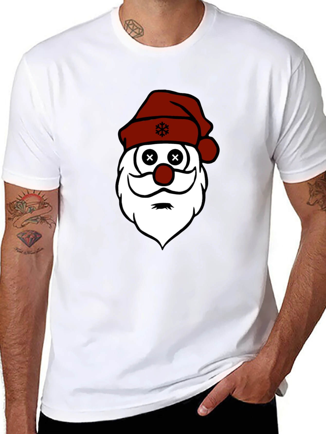 Santa Face Christmas Graphic T-Shirt