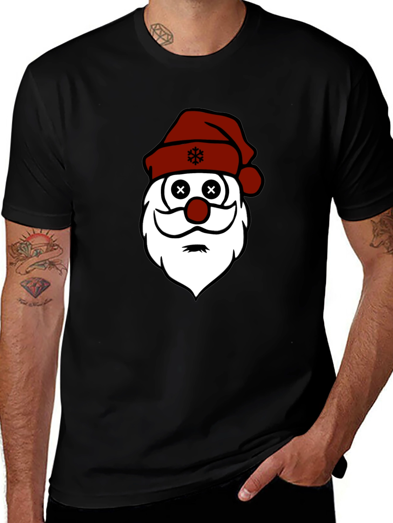 Santa Face Christmas Graphic T-Shirt