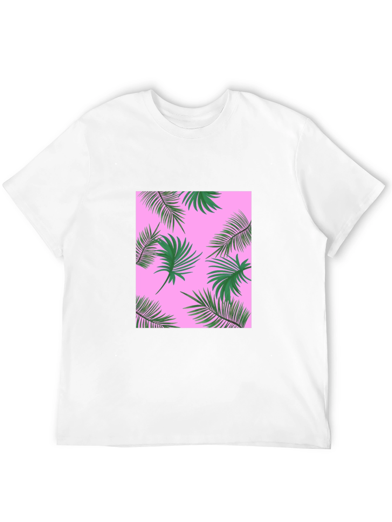 Tropical Palm Print T-Shirt - Black