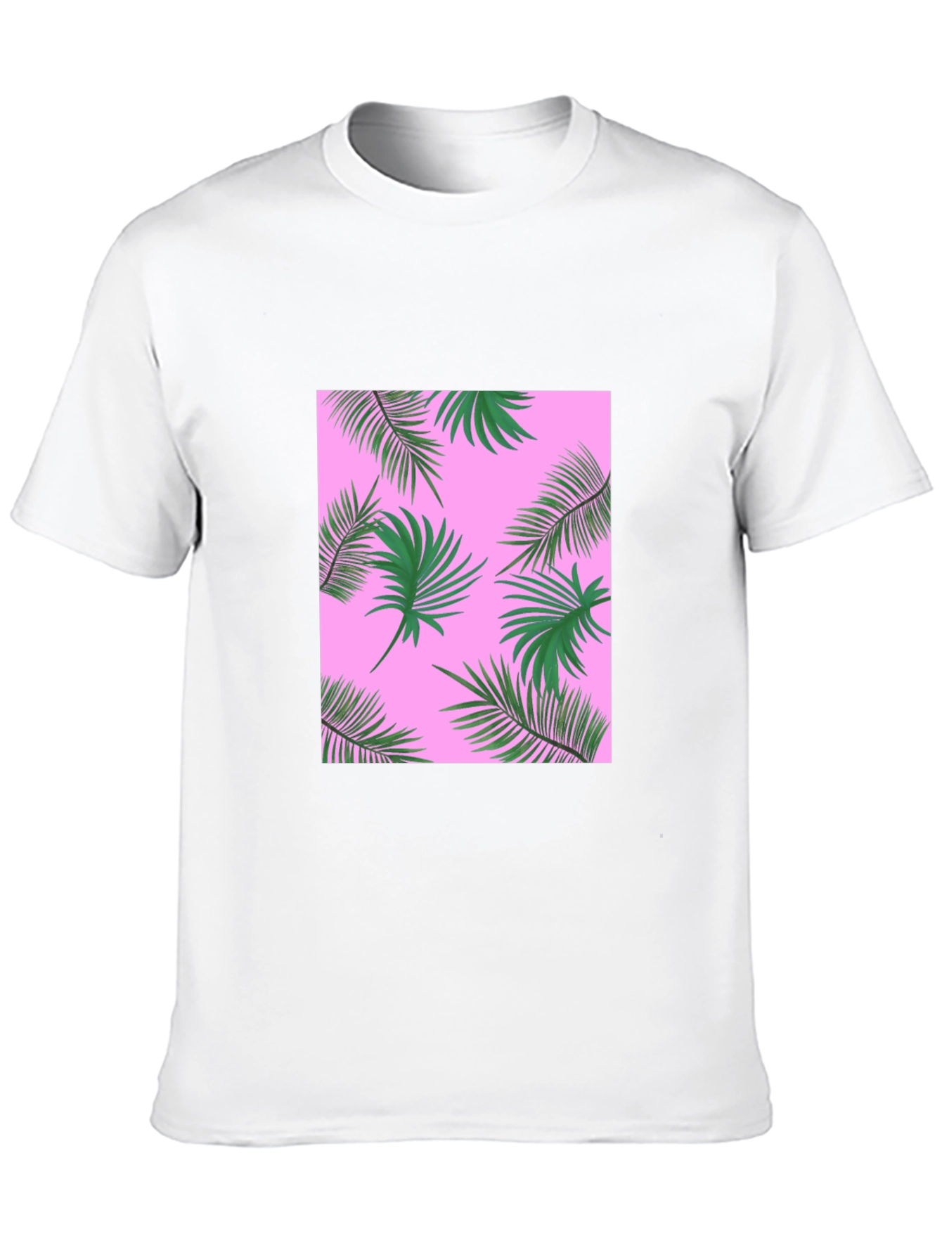 Tropical Palm Print T-Shirt - Black
