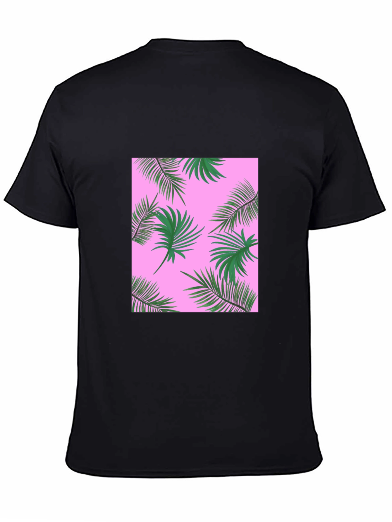 Tropical Palm Print T-Shirt - Black