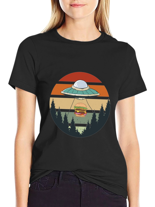 UFO Burger Abduction Graphic T-Shirt