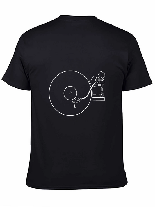Vinyl Record Player Graphic T-Shirt - Black