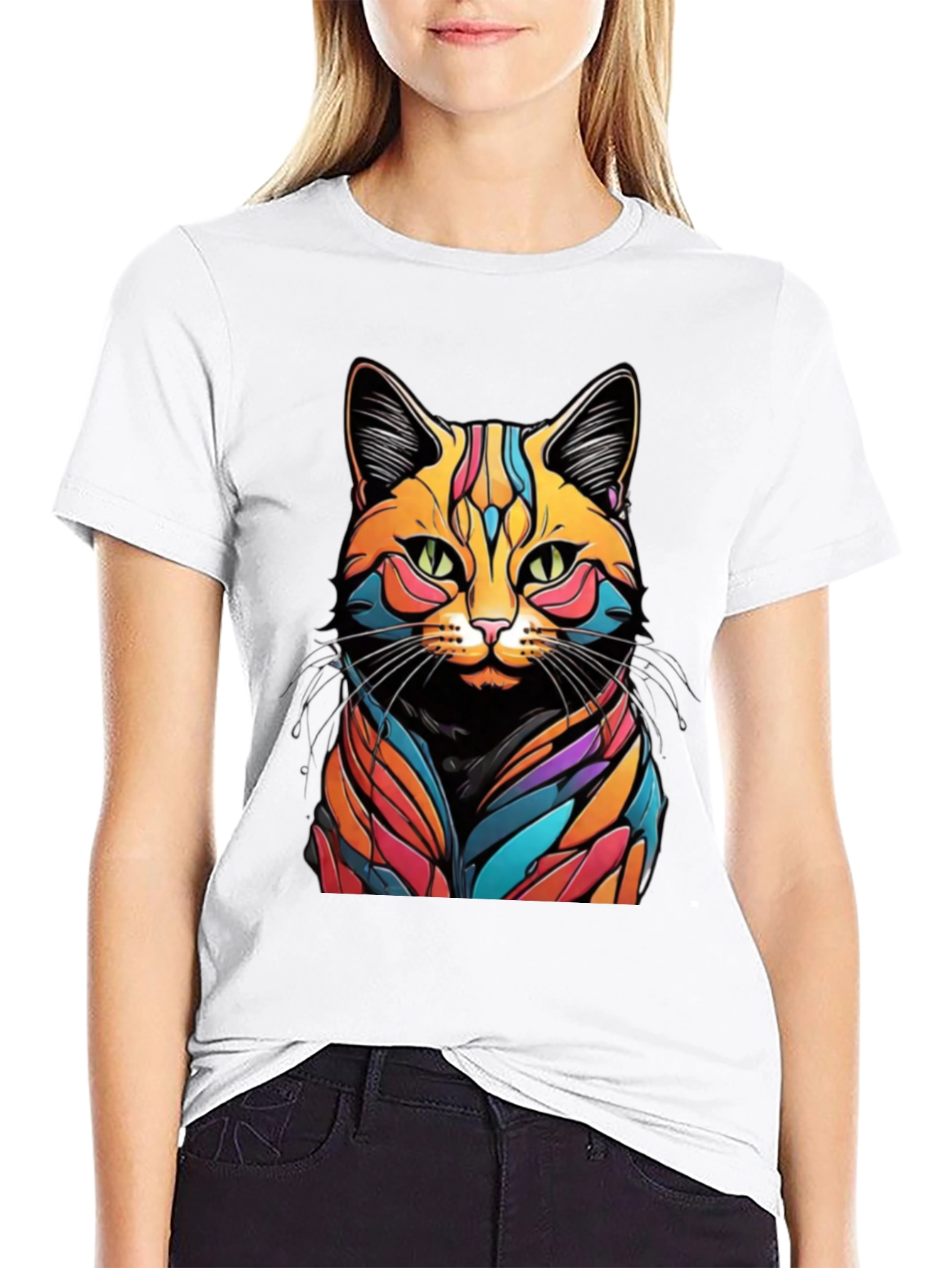 Psychedelic Cat Graphic T-Shirt