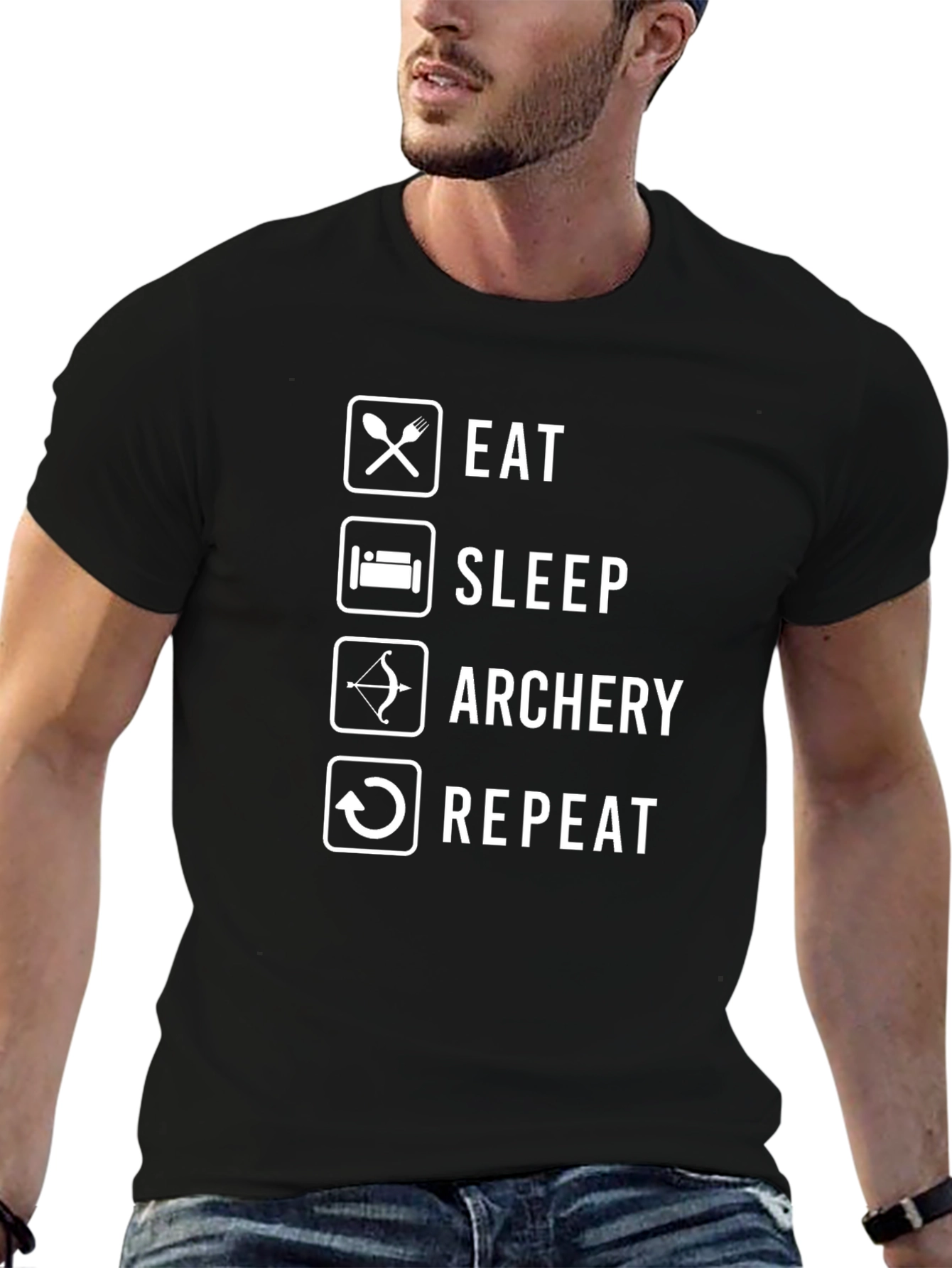 Eat Sleep Archery Repeat Black T-Shirt