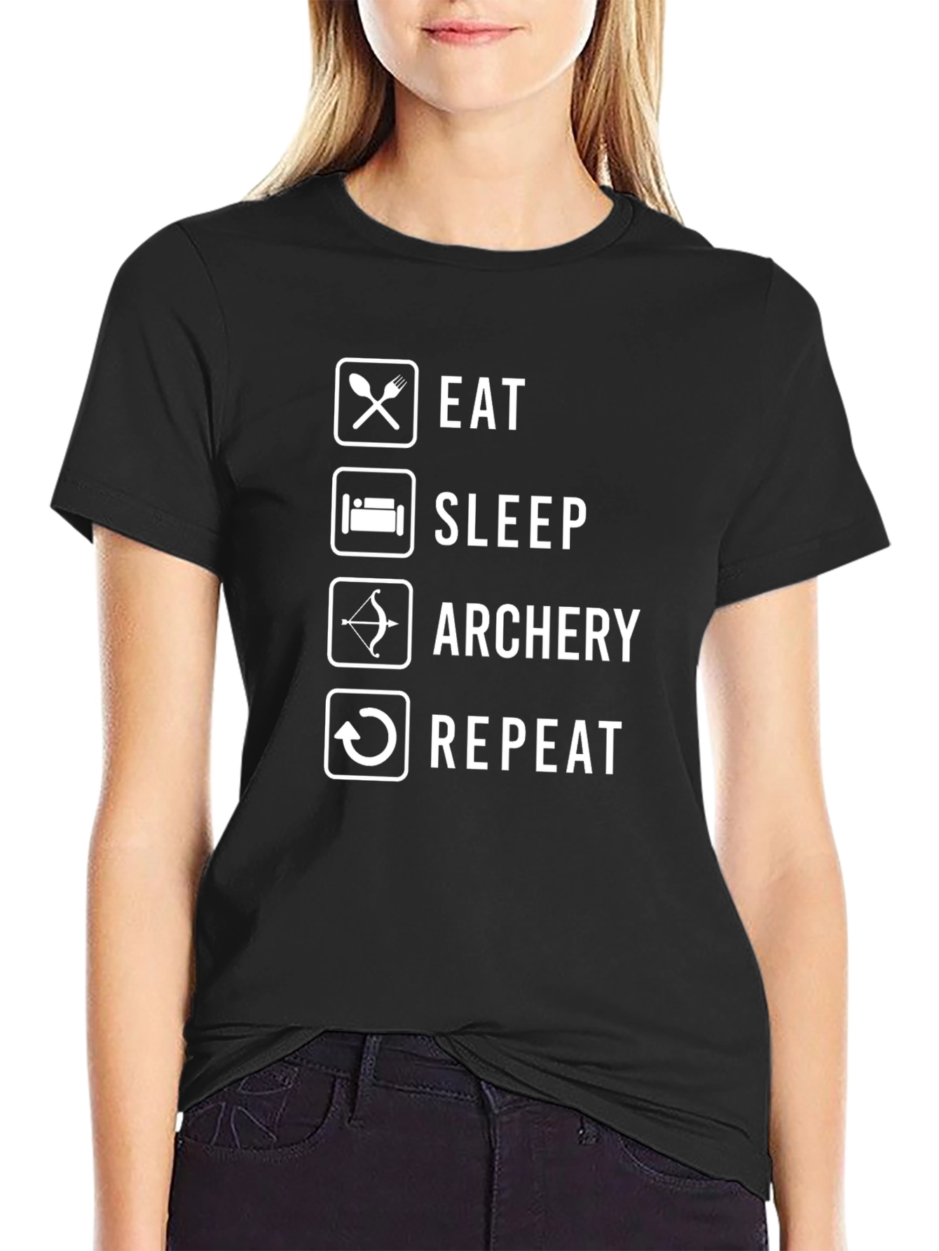 Eat Sleep Archery Repeat Black T-Shirt