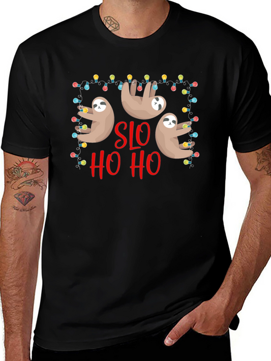 Funny Sloth Christmas T-Shirt - Slo Ho Ho Holiday Tee