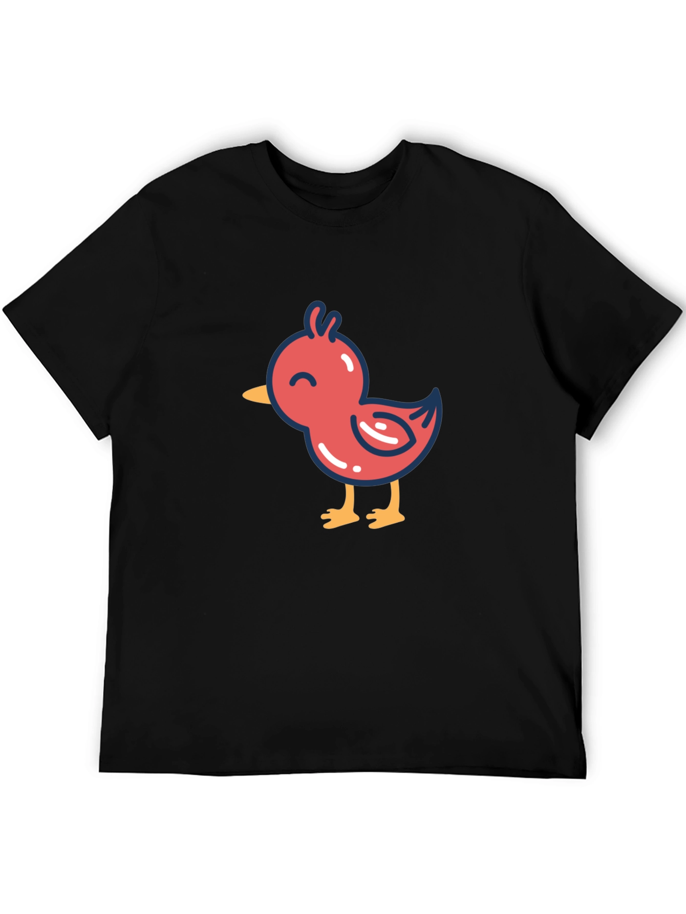 Cute Cartoon Chick Graphic T-Shirt - Black