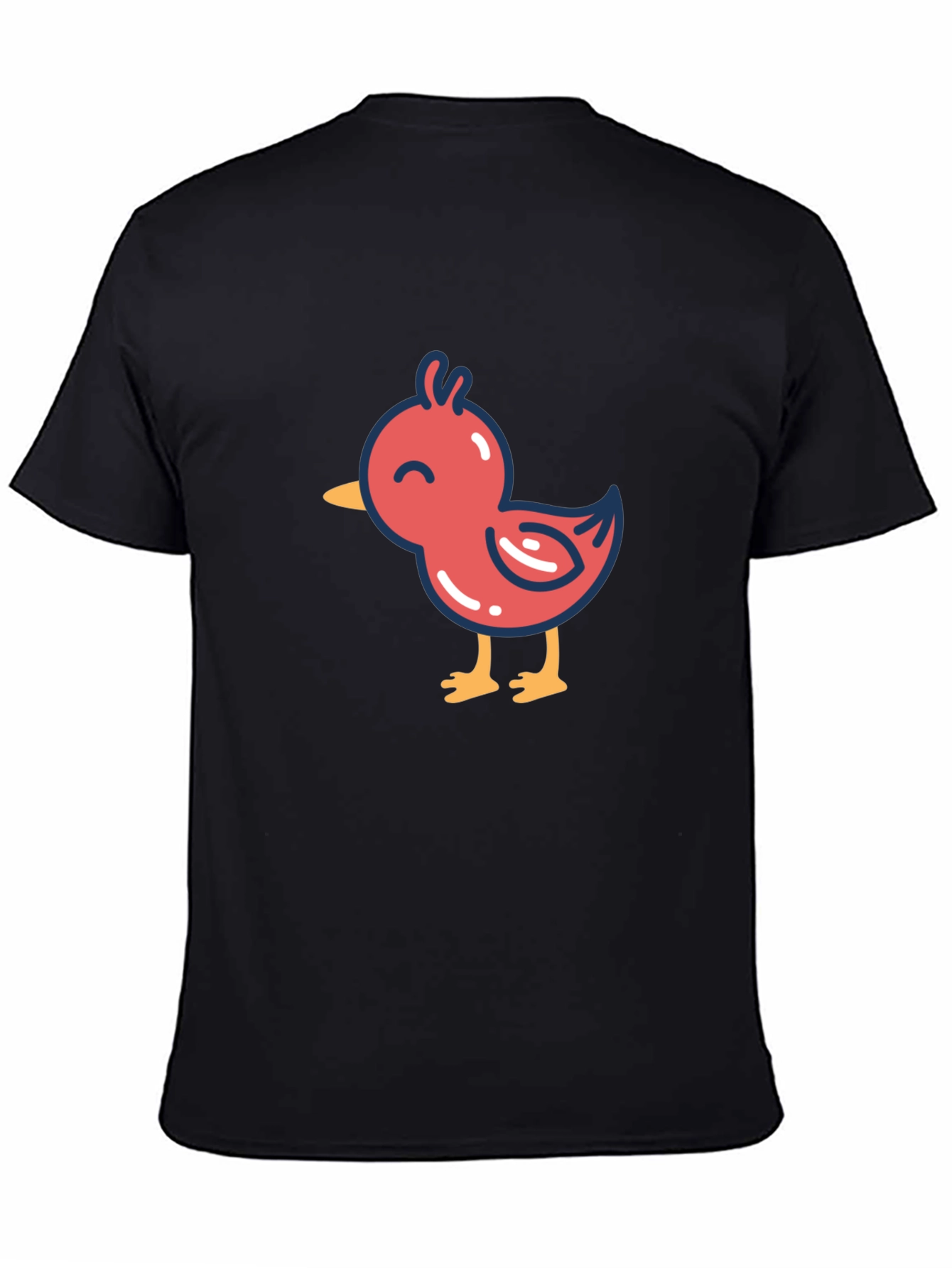 Cute Cartoon Chick Graphic T-Shirt - Black