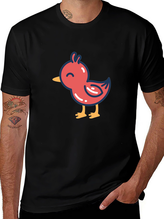 Cute Cartoon Chick Graphic T-Shirt - Black