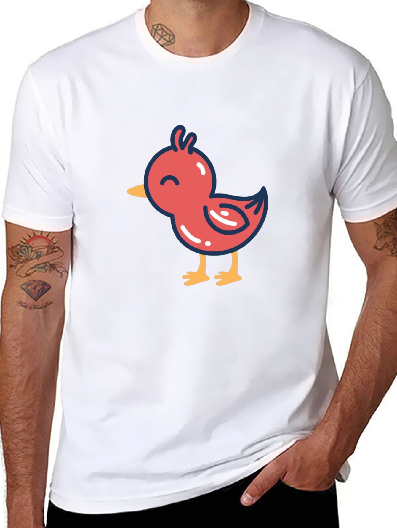 Cute Cartoon Chick Graphic T-Shirt - Black