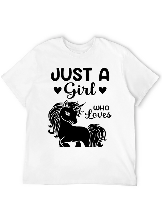 Just A Girl Who Loves Unicorns Black T-Shirt
