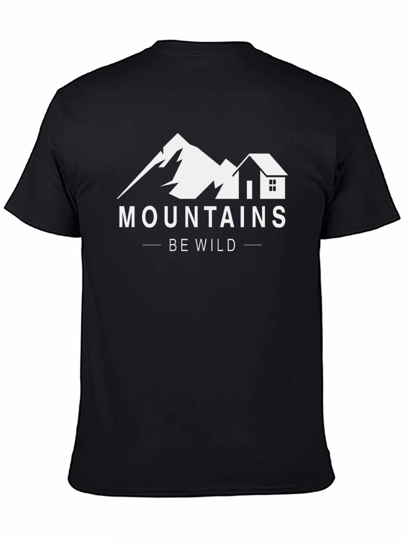 Mountains Be Wild Graphic Tee - Black Cotton T-Shirt