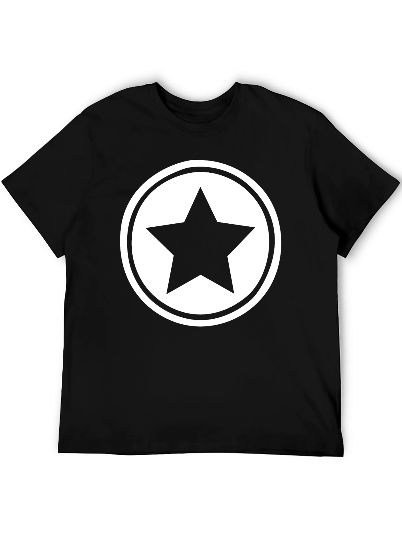 Star Graphic Tee - Black Cotton Blend T-Shirt