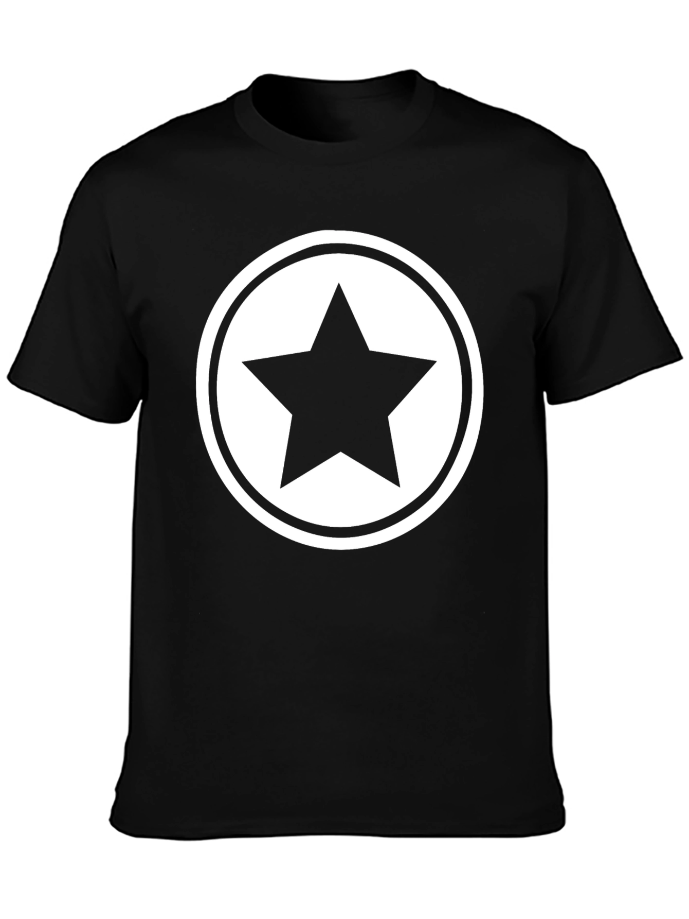 Star Graphic Tee - Black Cotton Blend T-Shirt