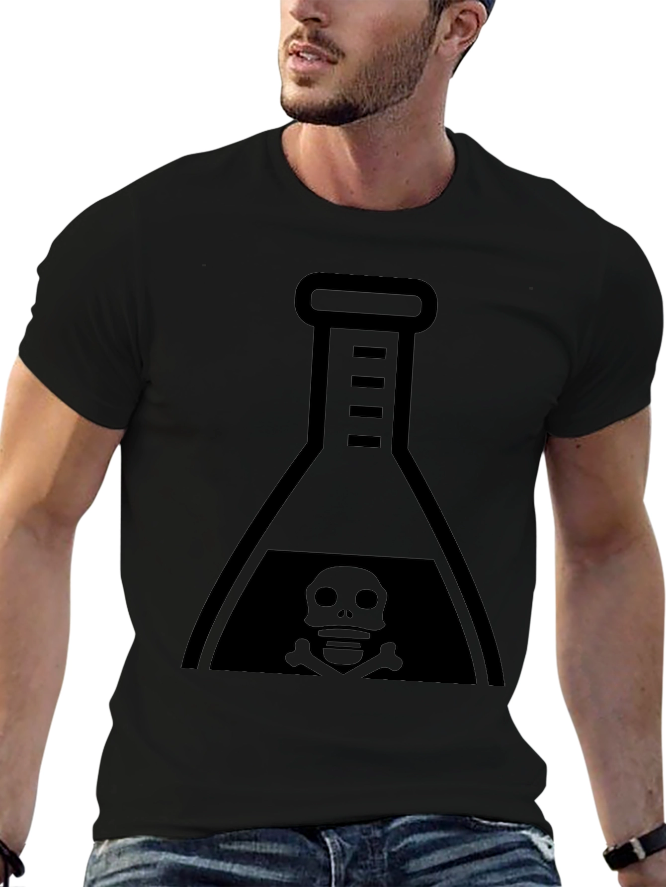 Mens Black T-Shirt with Poison Flask Graphic