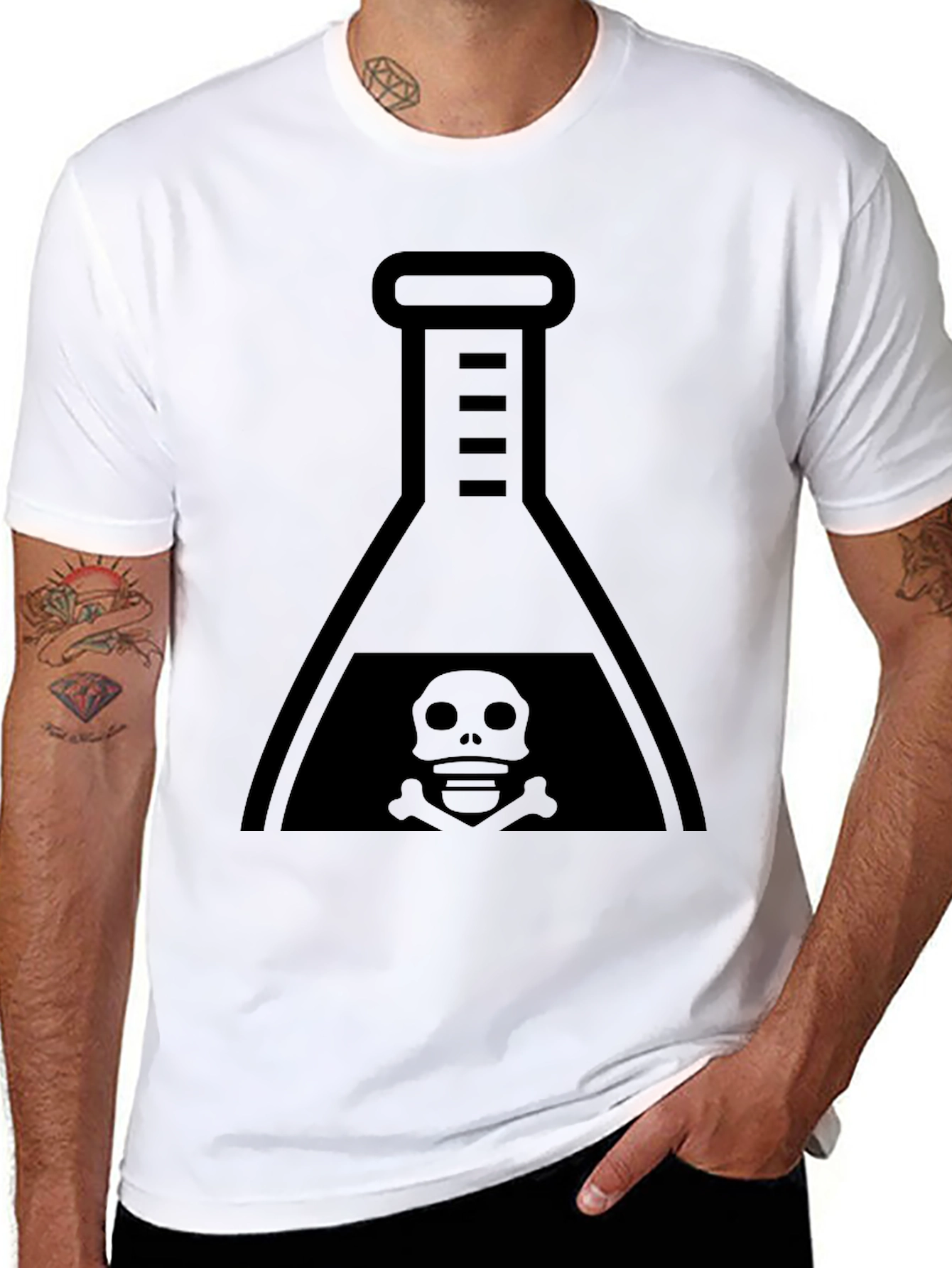 Mens Black T-Shirt with Poison Flask Graphic