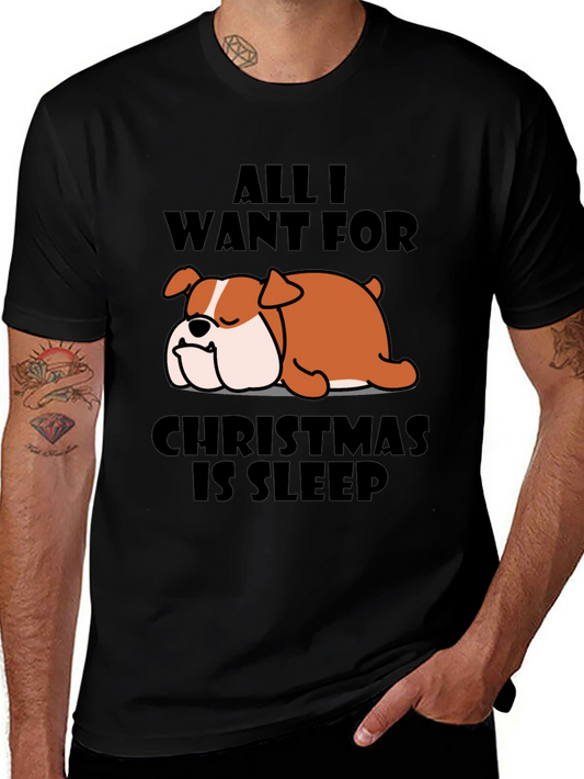 All I Want For Christmas Is Sleep Bulldog T-Shirt
