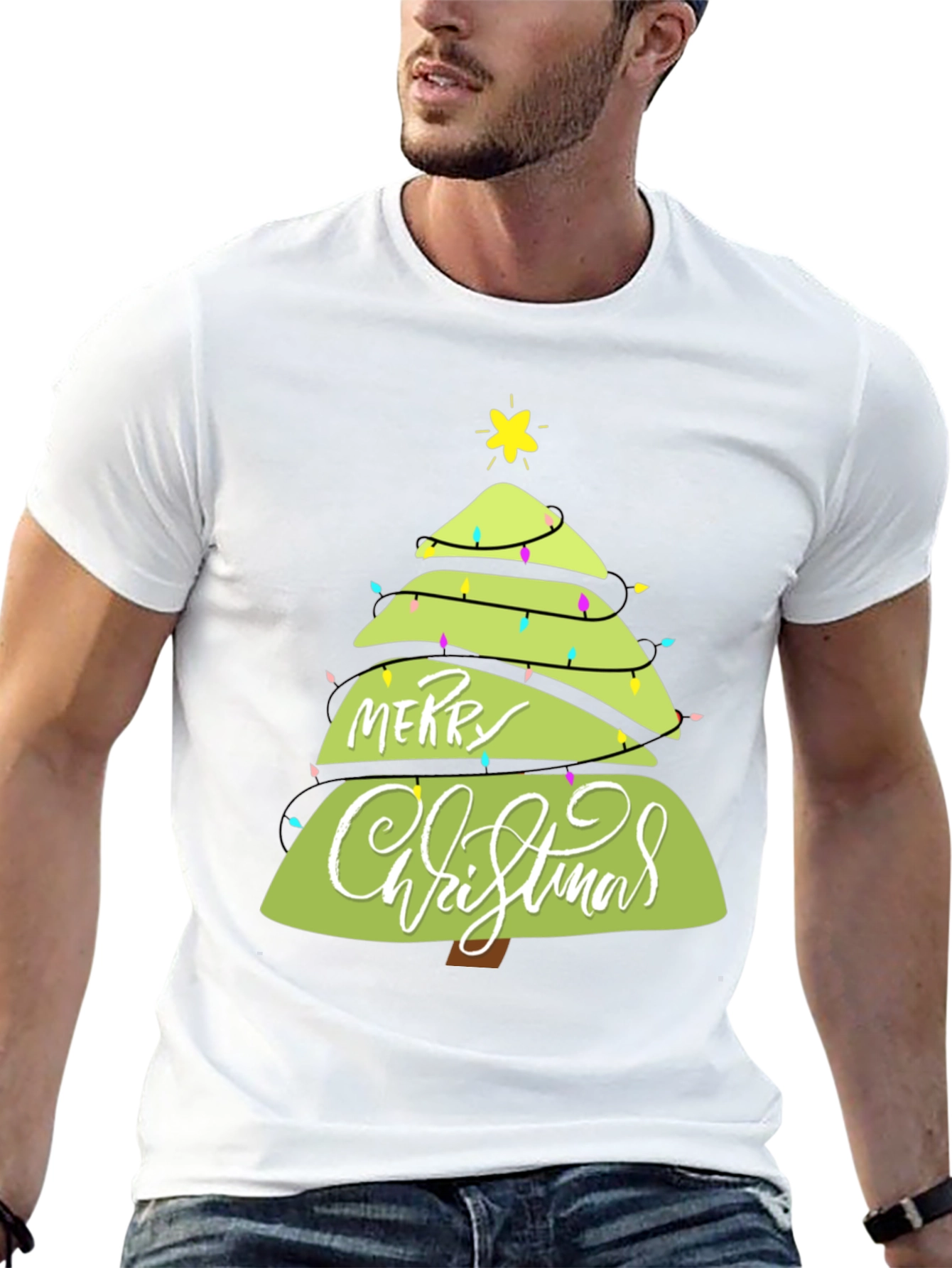 Merry Christmas Tree Graphic T-Shirt
