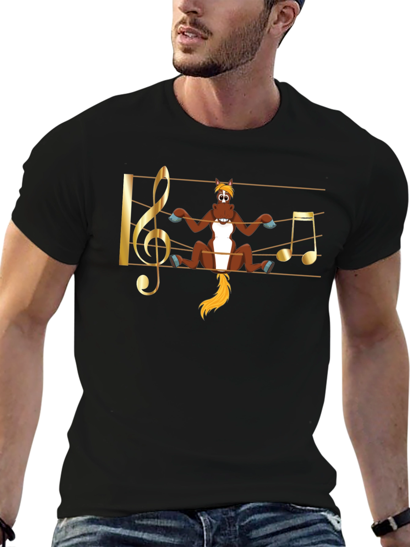 Musical Horse T-Shirt - Black Cotton Tee