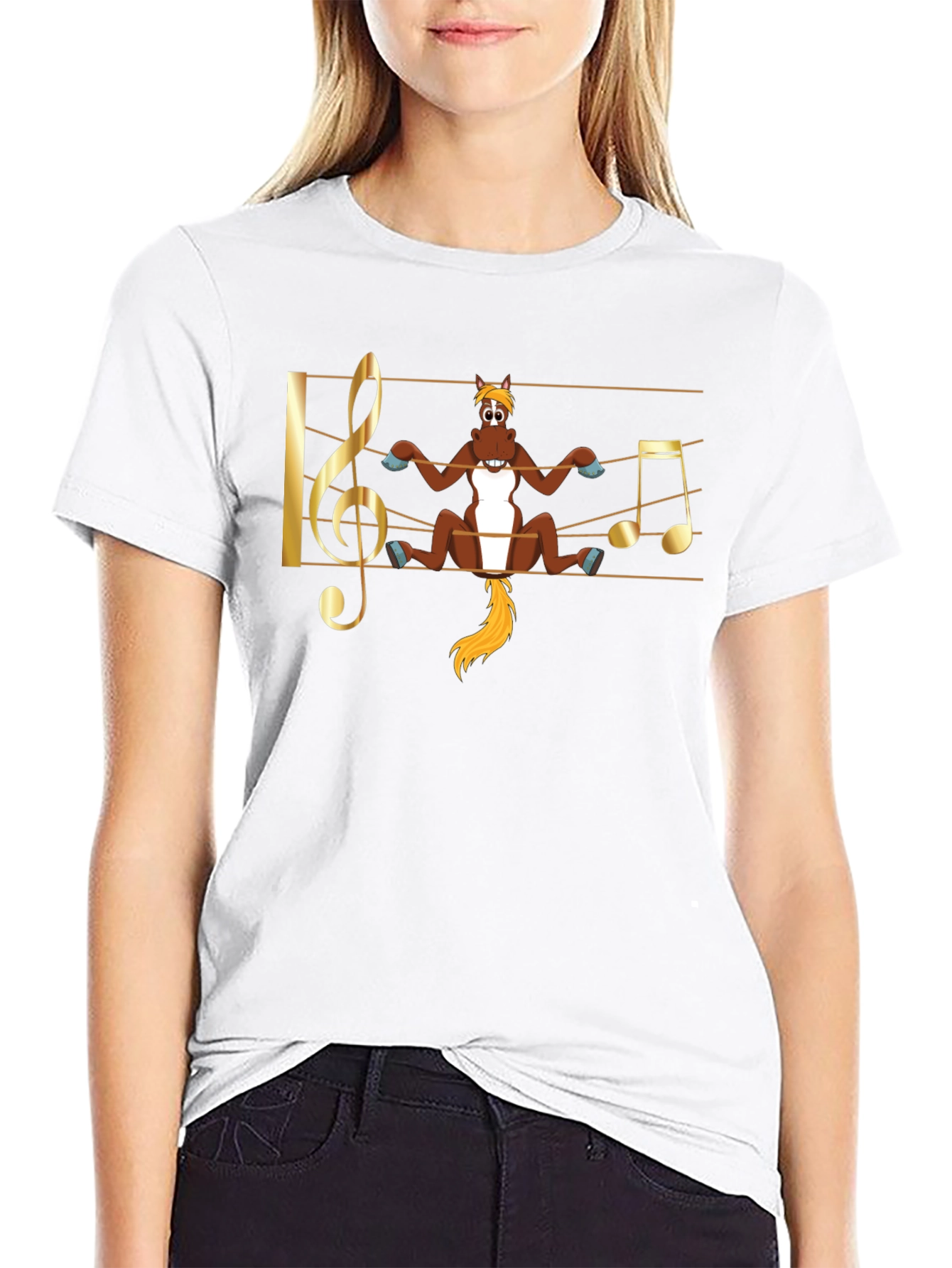 Musical Horse T-Shirt - Black Cotton Tee