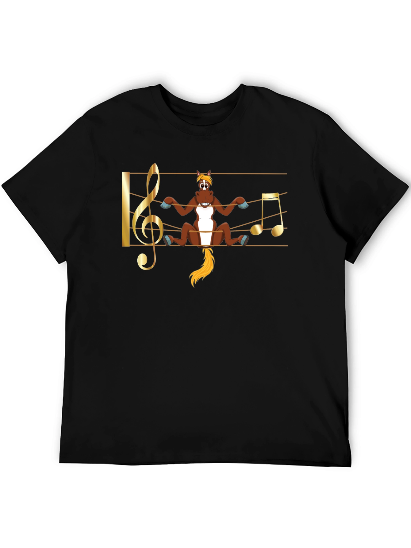 Musical Horse T-Shirt - Black Cotton Tee