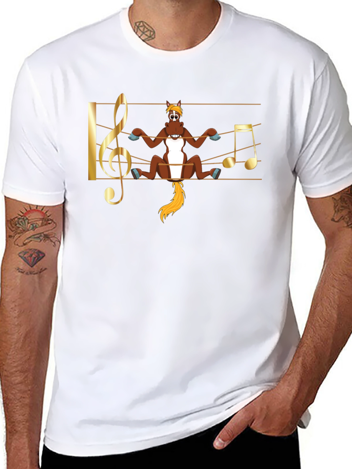Musical Horse T-Shirt - Black Cotton Tee