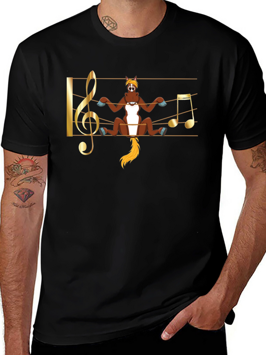 Musical Horse T-Shirt - Black Cotton Tee