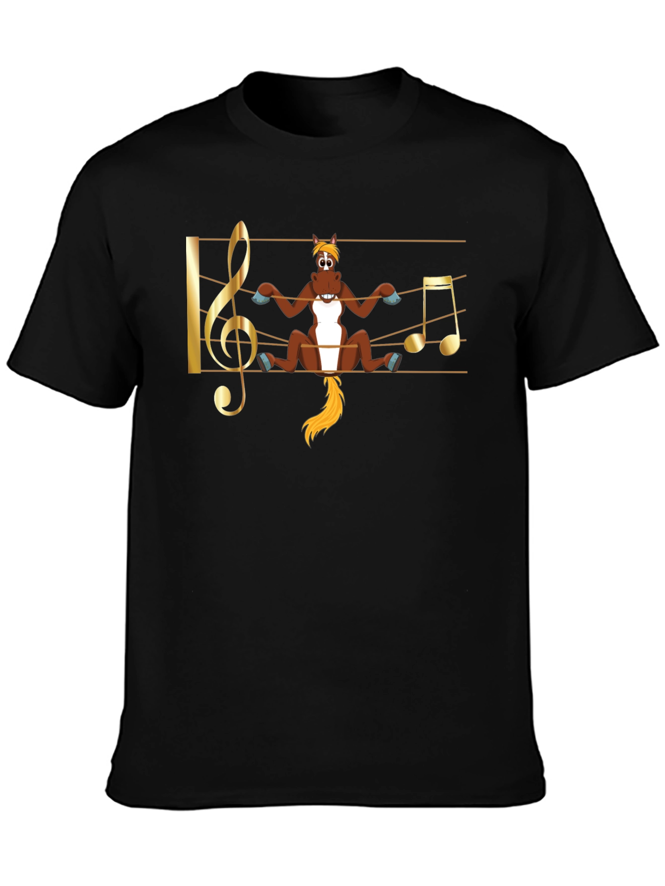Musical Horse T-Shirt - Black Cotton Tee