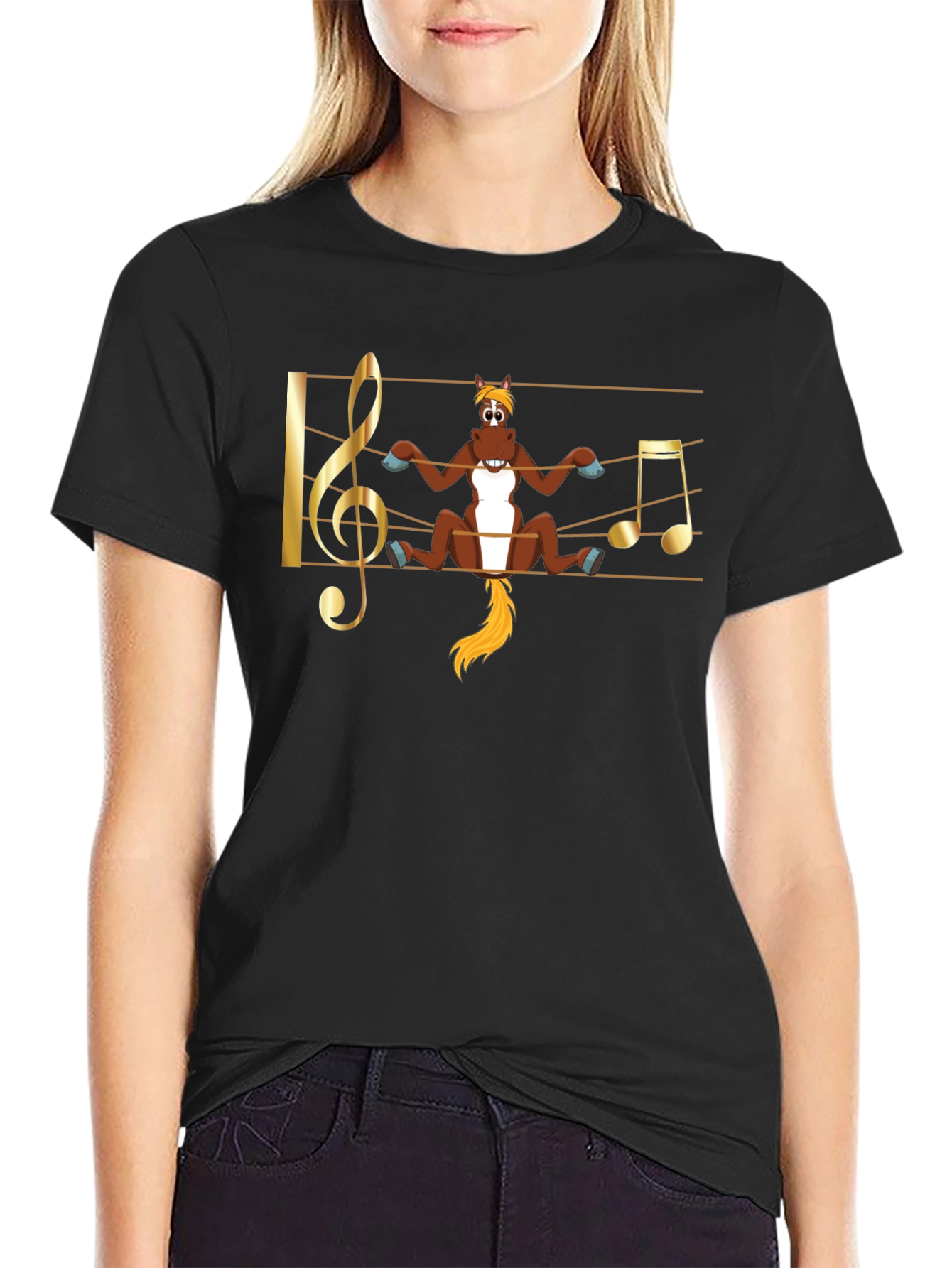 Musical Horse T-Shirt - Black Cotton Tee