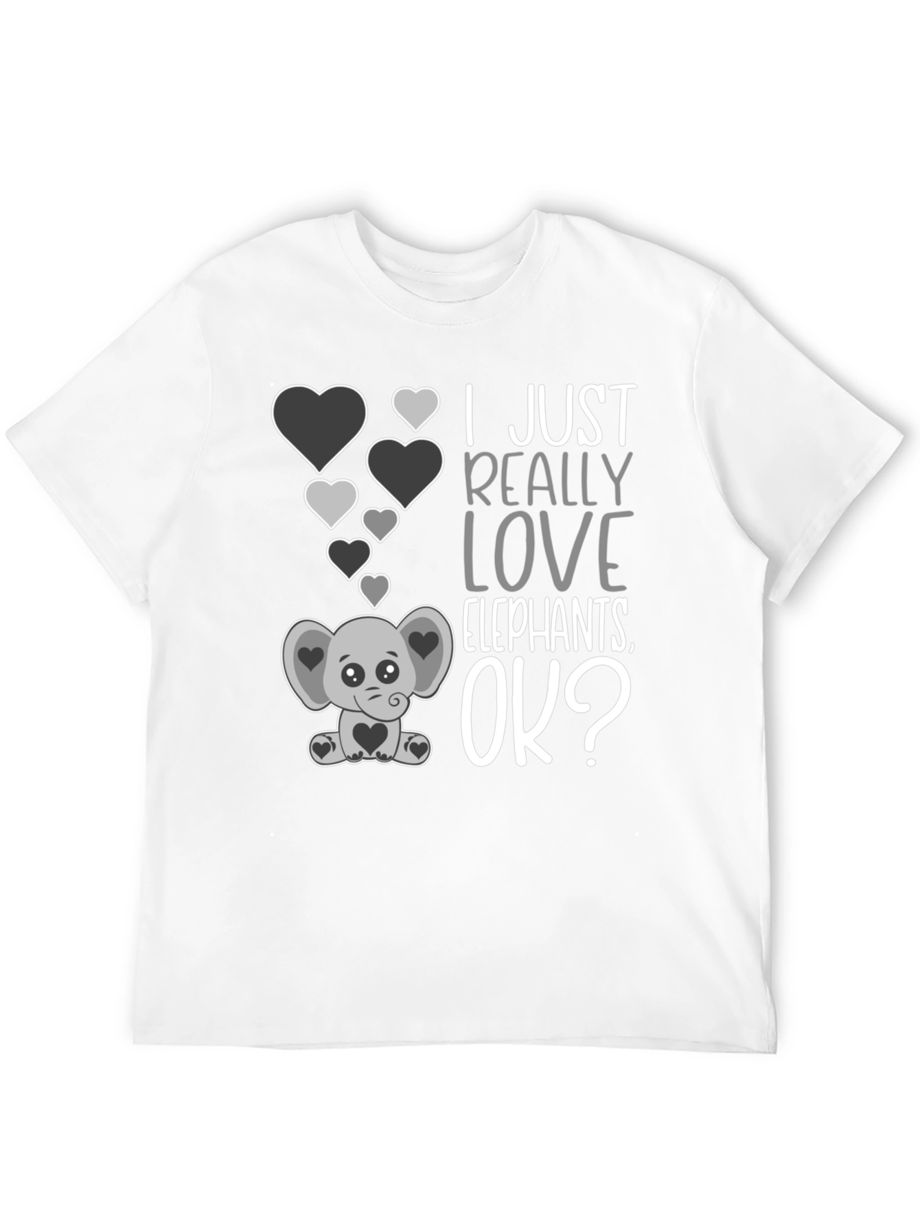 I Love Elephants Black Graphic Tee